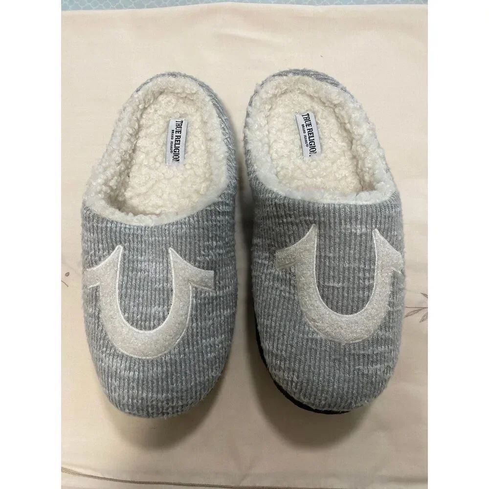 TRUE RELIGION Men's M 9-10 Slippers CORDUROY Faux